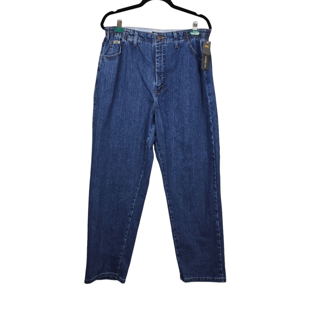 Lee Womens Relaxed Fit Side Elastic Tapered Leg Denim Jeans Size 16P NWT